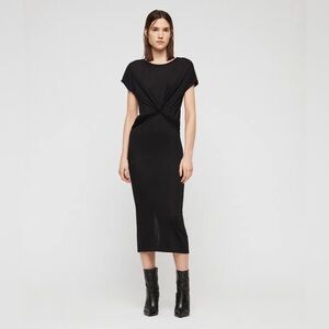 All Saints Black Midi Paloma Drape Dress - Size M